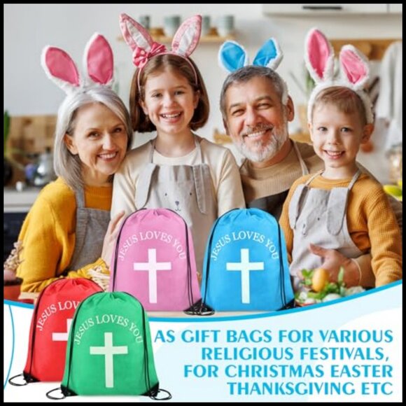 Drawstring Backpack Bulk Christian Religious Gift Bag Polyester Daypack